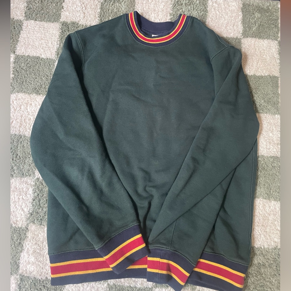 J. Crew 14 oz. Green Heritage Fleece with Multicolor Stripes